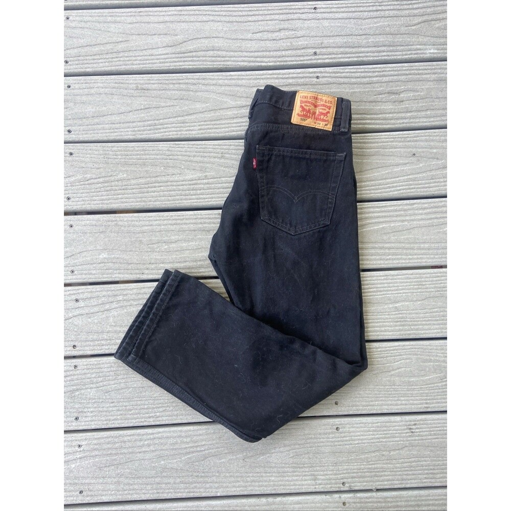 Levi's Men's 505 Black Cotton Denim Straight Leg Regular Fit 33x30